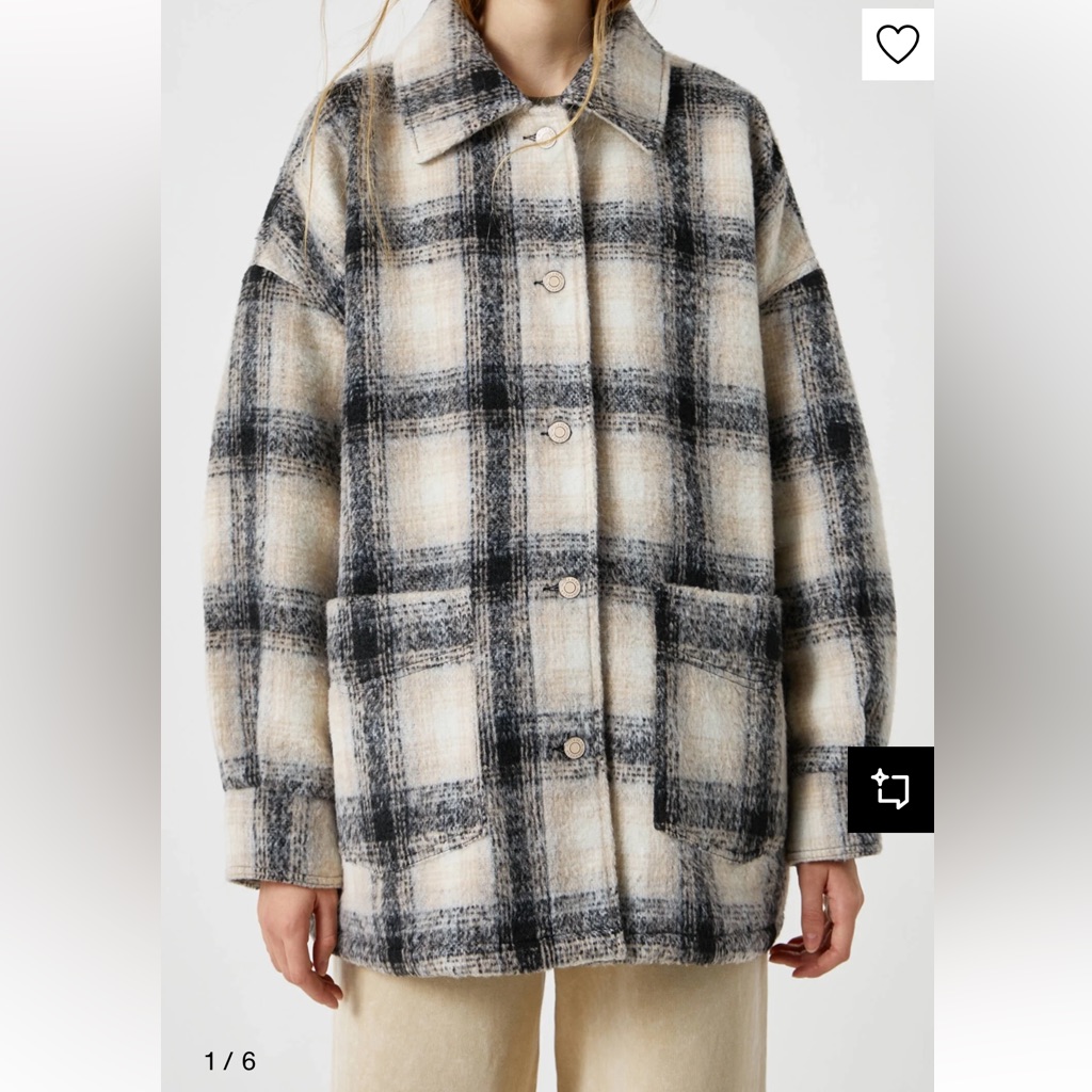 Pull & Bear Overshirt Shacket Plaid Jacket Coat Size Medium